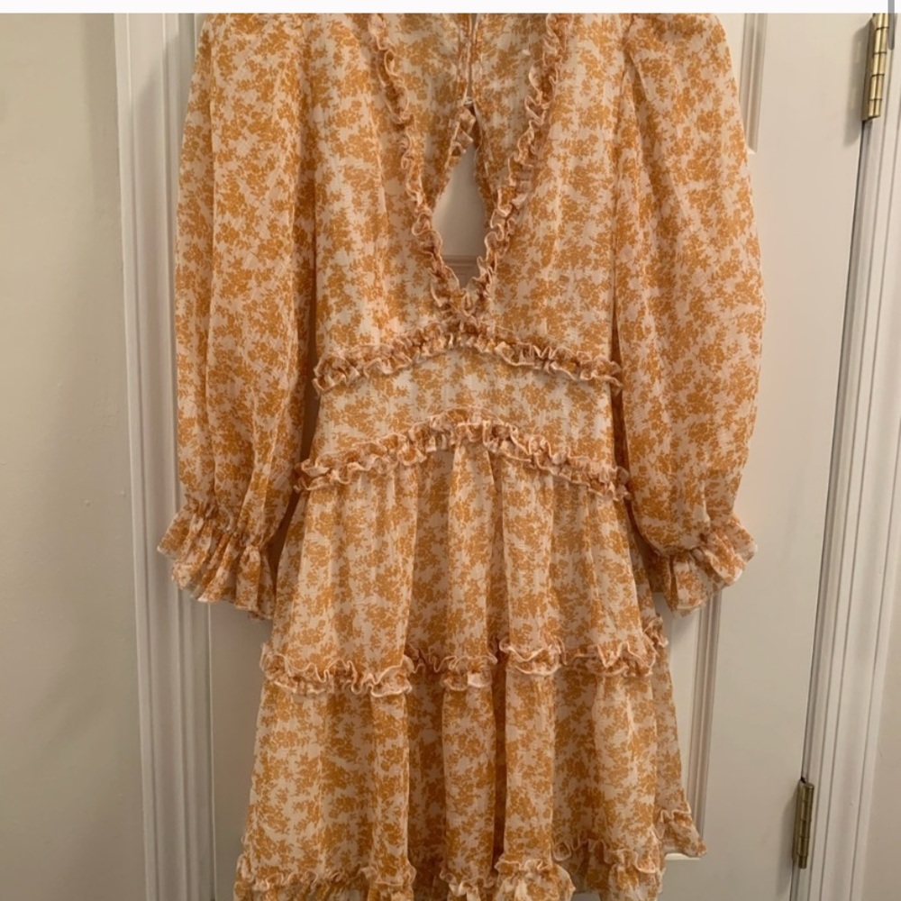 Yellow/Orange and white floral dress